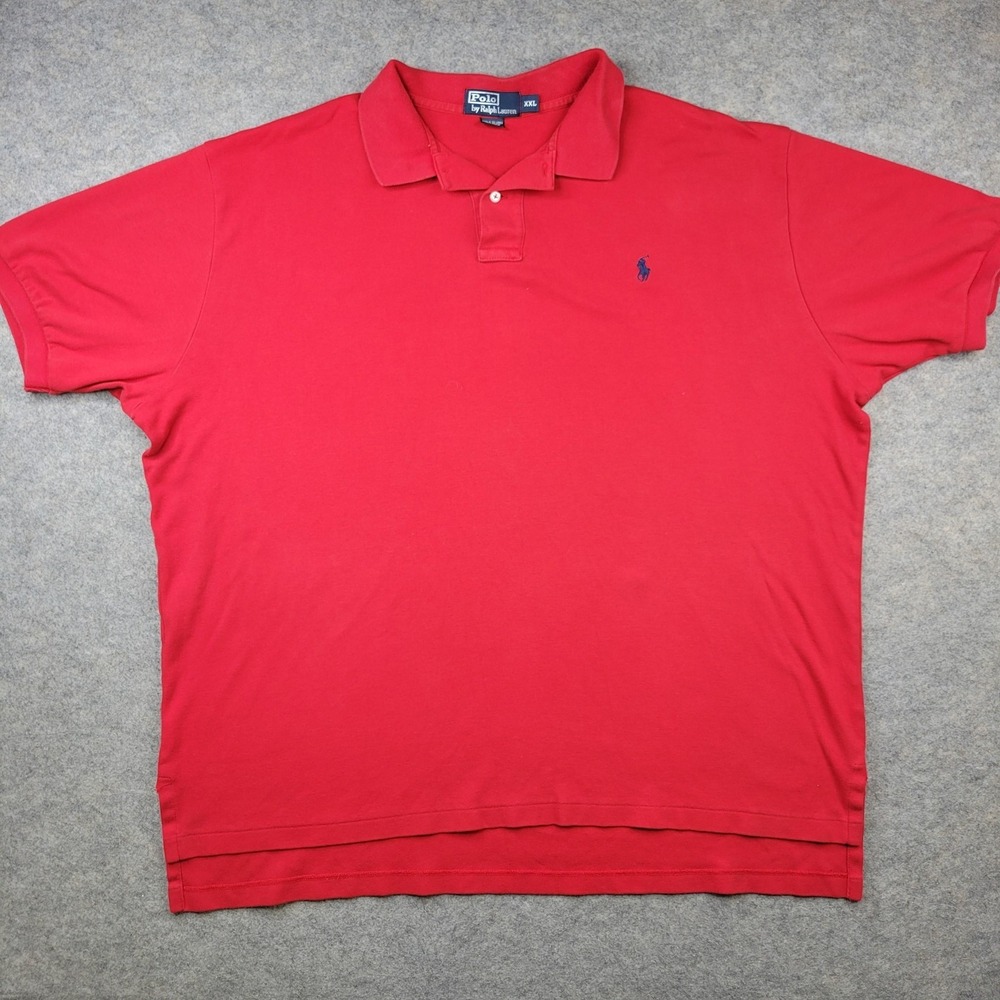 Polo Ralph Lauren Shirt Mens 2XL Pony Red Solid 100% Cotton Casual Top Rugby
